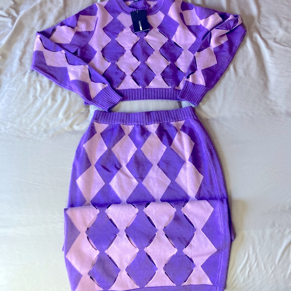 Purple Combo Sweater Set M